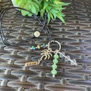 ✔️✔️Handcrafted- Palm Tree and Crystal O-Ring Necklace